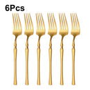 Axyaa Gold Stainless Steel Cutlery Set - 30Pcs Solid Color Dinnerware Kit