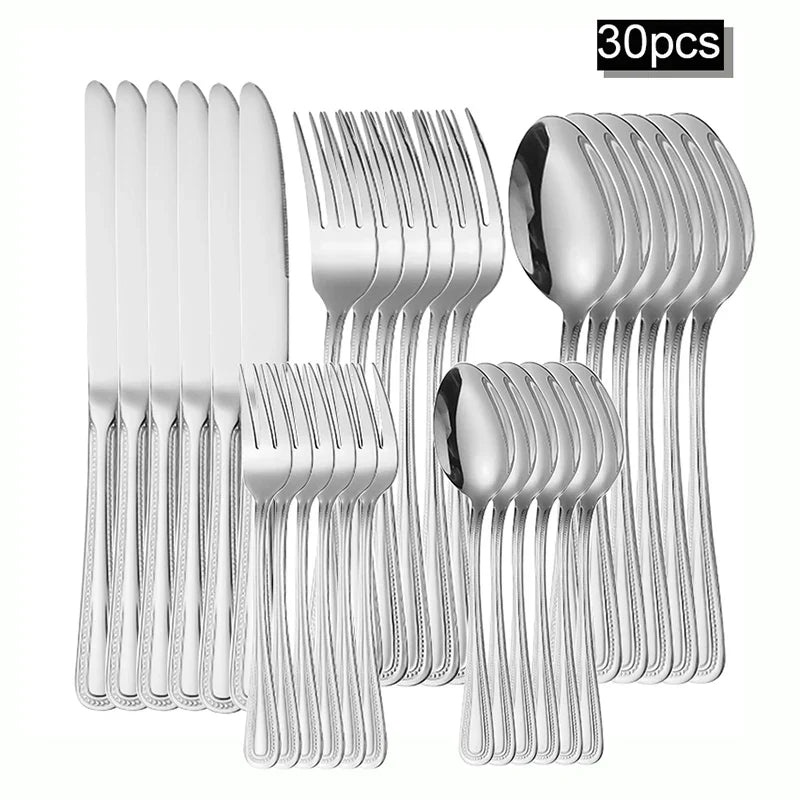 Axyaa Stainless Steel Tableware Set - Knife, Fork, Spoon & Steak Set