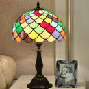 Axyaa Retro Mediterranean Stained Glass Table Lamp LED for Home Decor