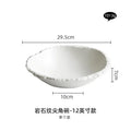 Axyaa White Ceramic Rock Grain Soup Noodle Salad Bowl - High-Grade Tableware