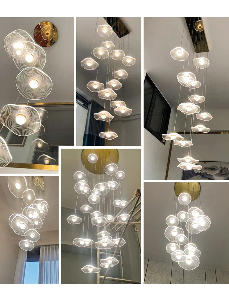 Axyaa Gold Acrylic Chandeliers for Modern Living Spaces