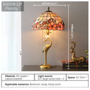 Axyaa Tiffany Brass Desk Lamp LED Shells Decor Retro Table Light for Home