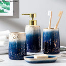 Axya Blue Starry Sky Ceramics Bathroom Set - 4 Pieces