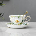 Axyaa Flower Tea Set with Porcelain Mug, Saucer, and Spoon