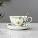Axyaa Flower Tea Set with Porcelain Mug, Saucer, and Spoon