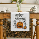 Axyaa Halloween Jack-o'-lantern Skull Table Runner for Kitchen Dining Decor
