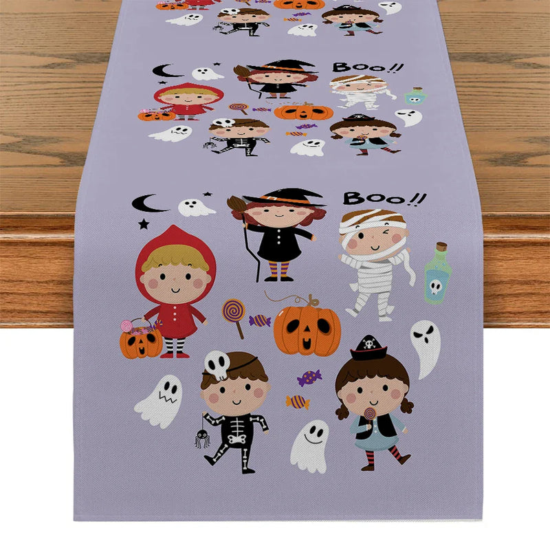 Axyaa Halloween Pumpkin Table Runner Farmhouse Kitchen Dining Decor