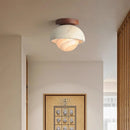 Axyaa Wind Yellow Cave Stone Ceiling Light, Small Retro Round Entrance Light