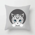 Axyaa Cute Cat Round Head Cushion Cover 45x45cm Polyester Pillowcase Square