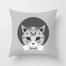 Axyaa Cute Cat Round Head Cushion Cover 45x45cm Polyester Pillowcase Square