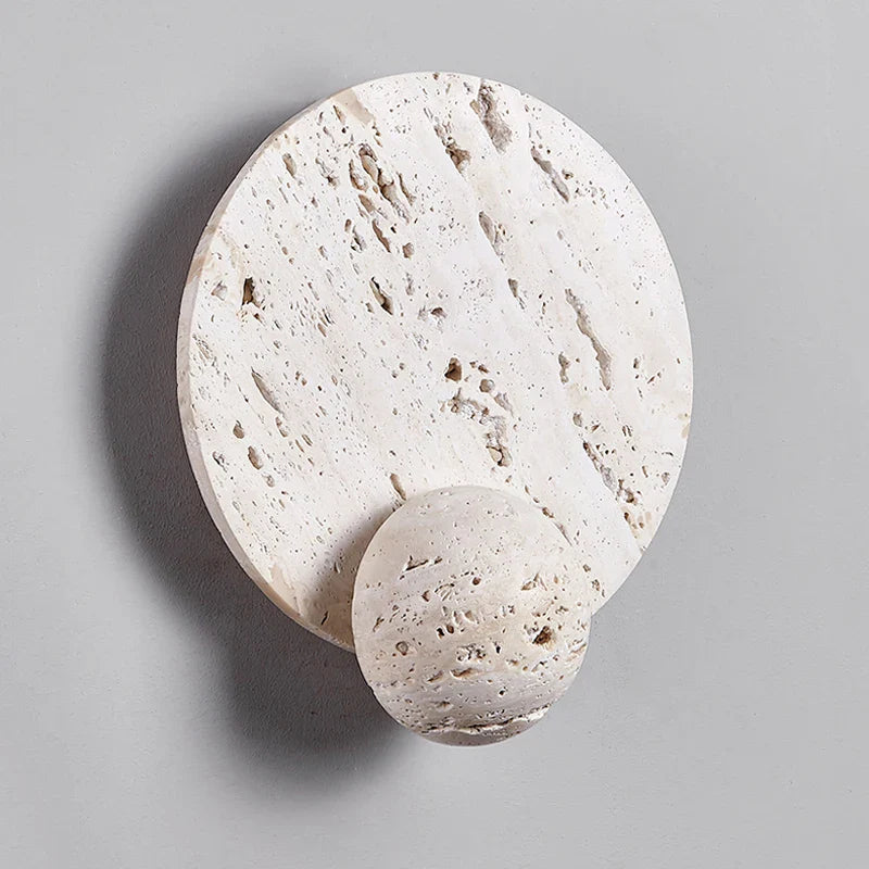Axyaa White Cave Stone Disk Wall Lamp: Modern Room Decoration with LED Lights