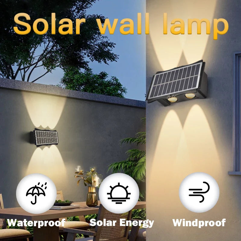 Axyaa Solar Lights: Waterproof Outdoor LED Sensor Wall Fixture with Up and Down Lighting