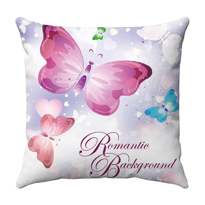 Axyaa Butterfly Print Cushion Cover 45x45cm - Farmhouse Stylish Home Decor Pillow Cover