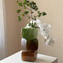 Axyaa Geometric Square Gradient Glass Vase for Flowers and Terrariums