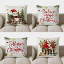 Axyaa Snowman Sleigh & Gifts Christmas Pillow Cover for Sofa, Bedroom & Car