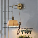 Axyaa Vintage LED Walnut Wood Wall Light with Pull Chain Switch