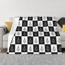 Axyaa Freemason Checkered Pattern Flannel Blanket - Funny Masonic Throw Blanket