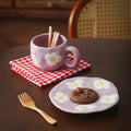 Axyaa 10oz Korean Style Ceramic Coffee Mug with Saucer Hand Painted Tea Cup Set