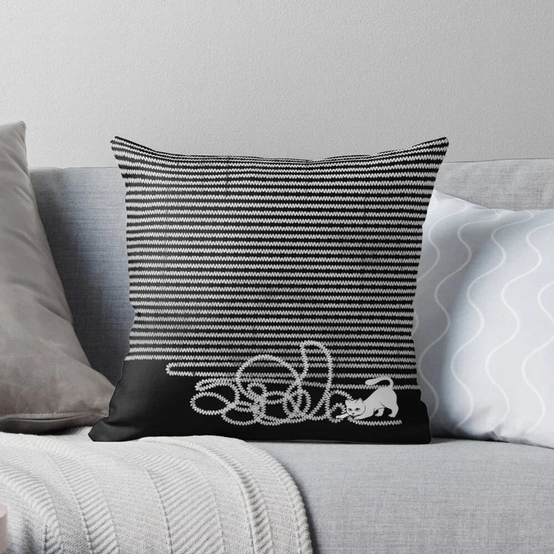Cute Cat Decorative Pillow Case Cover for Modern Living Room Sofa by Axyaa
