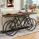 Axyaa Industrial Bicycle Metal Base Console Table, 70.9" Extra Long Narrow Sofa Entryway