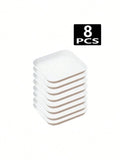 Axyaa White Plastic Square Dessert Plate Set for Family Camping, Picnic, Restaurant