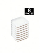 Axyaa White Plastic Square Dessert Plate Set for Family Camping, Picnic, Restaurant