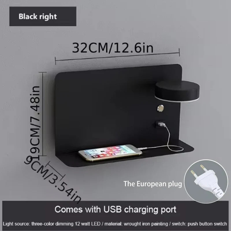 Axyaa Rotatable Button Switch Wall Lamp with USB Charging, Modern Minimalist Design