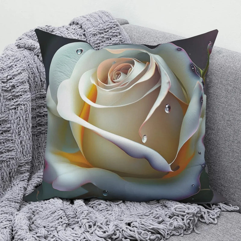 Axyaa Rose Flower Print Square Cushion Cover Pillowcase