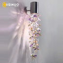 Axyaa Crystal Bedside Wall Sconce - Luxe Stainless Steel Finish & G10 Crystal Chain