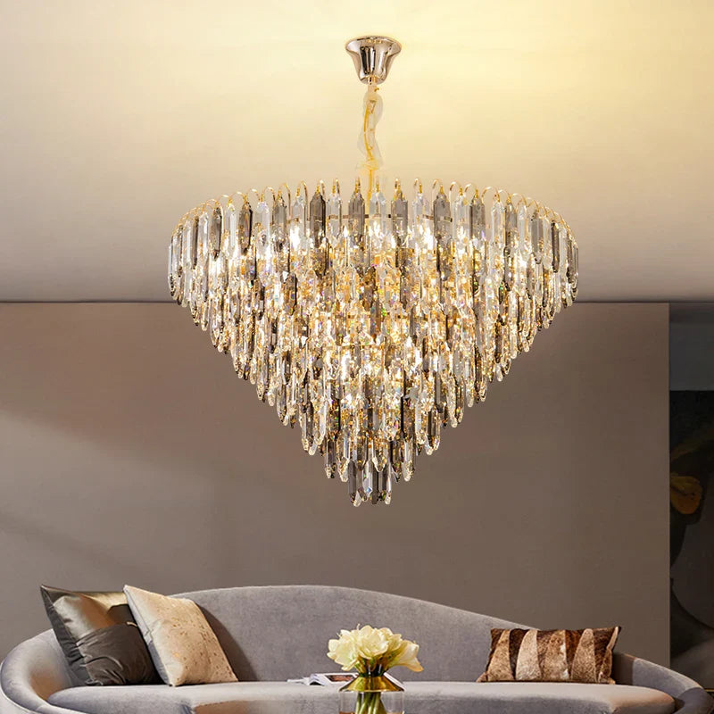 Axyaa Crystal Large Chandelier for Living Room and Lobby Luxe Décor