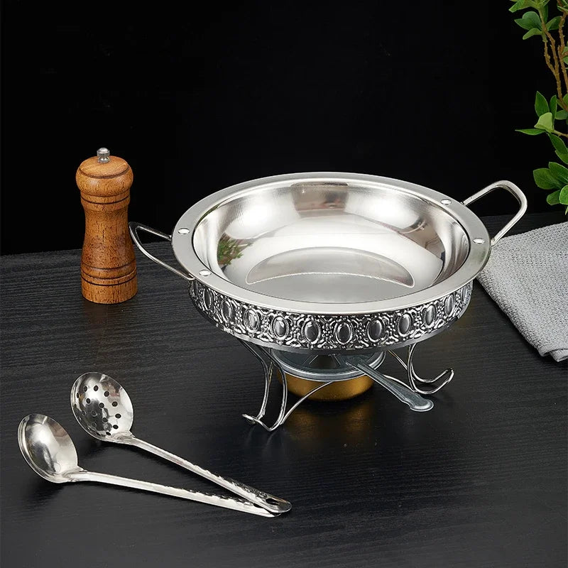 Axya Solid Alcohol Stove Small Hot Pot Commercial Dry Pot Wide Pan Extra Thick Stainless Steel