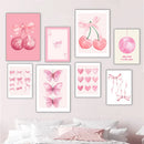 Pink Bows Cherry Wall Art Canvas Poster Prints Axyaa College Girl Room Decor