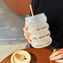 Axyaa Kawaii Glass Tumbler with Silicone Lid and Straw, 520ml