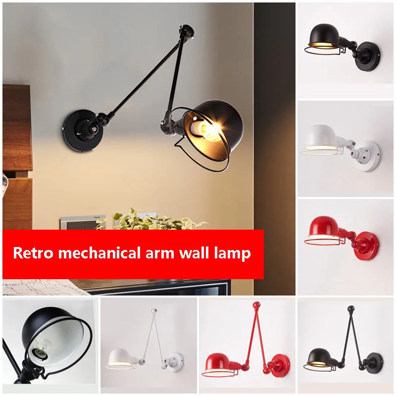 Axyaa Retro Mechanical Arm Wall Lamp - Telescopic, Double-Section, Folding, Creative, Rocker Style