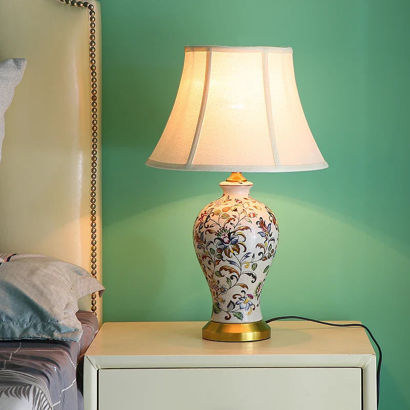 Axyaa Retro Ceramic Table Lamp: European Style Warm Bedroom Decor