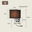 Axyaa Wood Iron LED Wall Lamp with Linen Lampshade for Bedroom and Aisle Lighting
