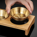 Axyaa Stainless Steel Condiment Set with Wooden Tray - BBQ Sauce & Spice Dish