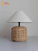 Axyaa Rattan Weave Table Lamp LED E27 Minimalist Zen Art Desk Light