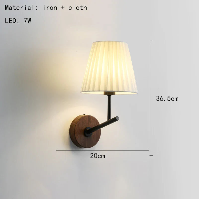 Axyaa White Cloth LED Wall Lamp with Changeable Silver Metal Sconce