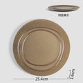 Axyaa Wood Grain Ceramic Steak Pasta Dessert Circular Plate Set