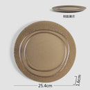 Axyaa Wood Grain Ceramic Steak Pasta Dessert Circular Plate Set