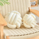 Cream White Art Deco Striped Knot Pillow - Handmade Soft Modern Cozy Decor for Home & Sofa.rm Axyaa