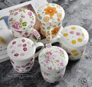 Axyaa Floral Bone  Coffee Cup with Lid, Spoon - Colorful Moscow Mule Thermo Mug