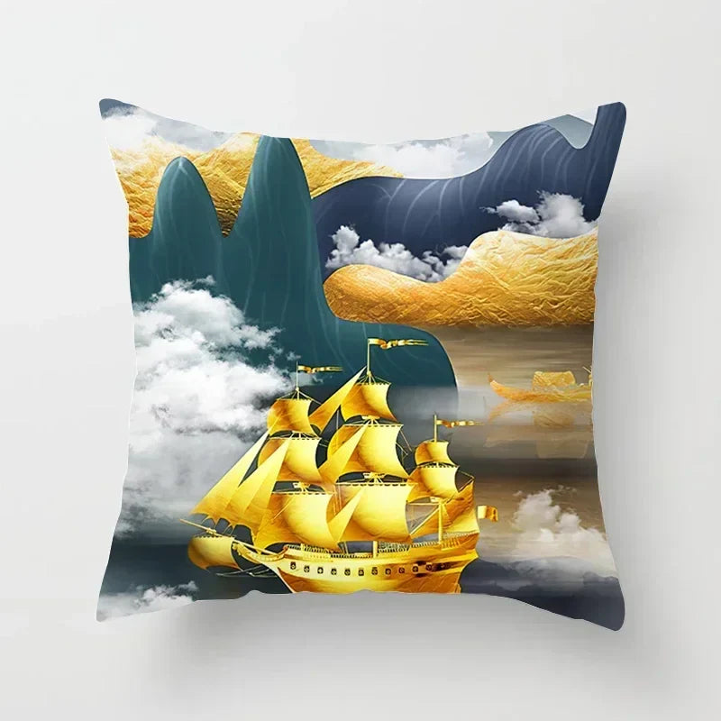 Golden Tree Forest Pillow Case by Axyaa: Car/Home Sofa Bed Decor, 45x45cm Decorative Cushion Cover