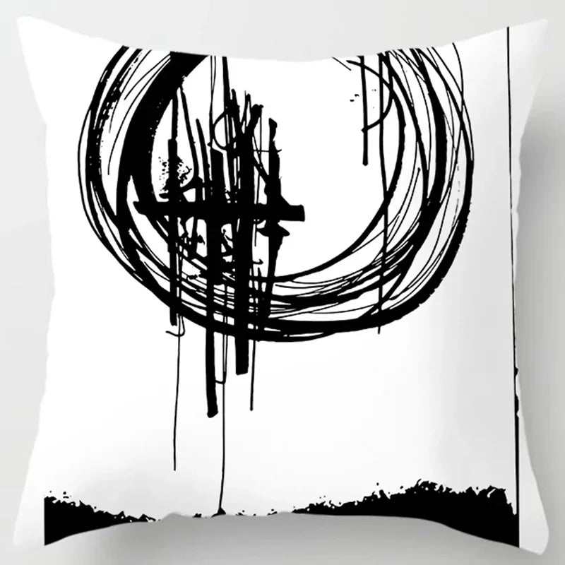 Axyaa Boho Style Ink Painting Pillow Sleeve for Home Decoration
