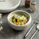 Axyaa White Ceramic Deep Plate - Thick Soup Pasta Salad Dessert Snack Specialty Tableware.