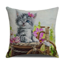 Axyaa Pug Pets Pattern Sofa Cushion Cover Home Decor Pillowcase Linen Cartoon