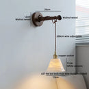 Axyaa Ceramic Round LED Wall Lamp Pull Chain Switch Bedroom Reading Light