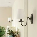 Axyaa Black Iron Wall Lamp with Fabric Shade for Living Room, Bedroom, or Study