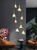 Axyaa Rotating Crystal Pendant Light for Staircase Luxe Ambiance